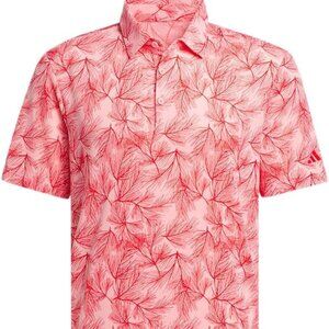 Adidas Men's Ultimate365 Mesh Print Polo Shirt XL Short Sleeve Semi Pink NWT